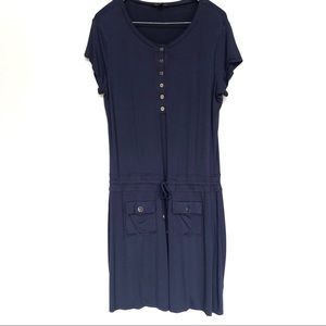 Cupio Navy Blue Viscose Shirt Dress Extra Large